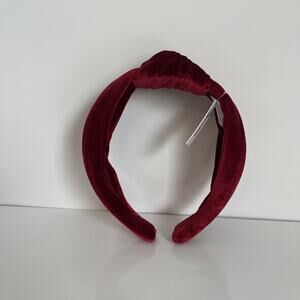 J Crew Turban Knot Headband Deep Ruby Red Velvet OS BN273 NWT